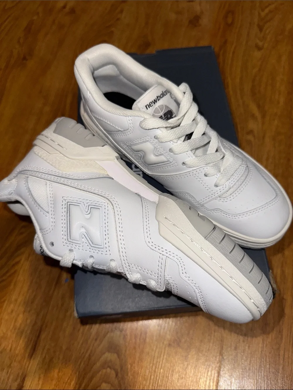 New Balance White Leather Low-Top Sneaker